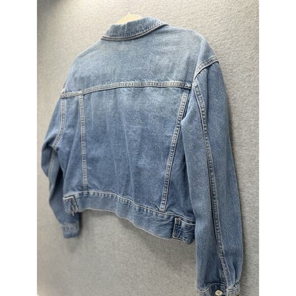 TOPSHOP MOTO MEDIUM WASH WOMEN'S DENIM TRUCKER JEAN JACKET Sz US 6 INNER POCKETS - Picture 9 of 13